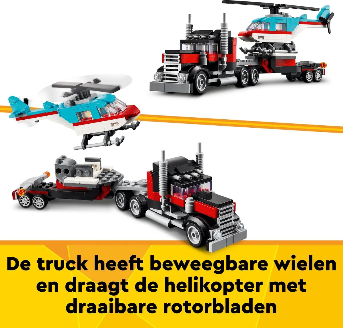 LEGO Creator 3in1 Truck met Helikopter 31146 - 270 Stukken