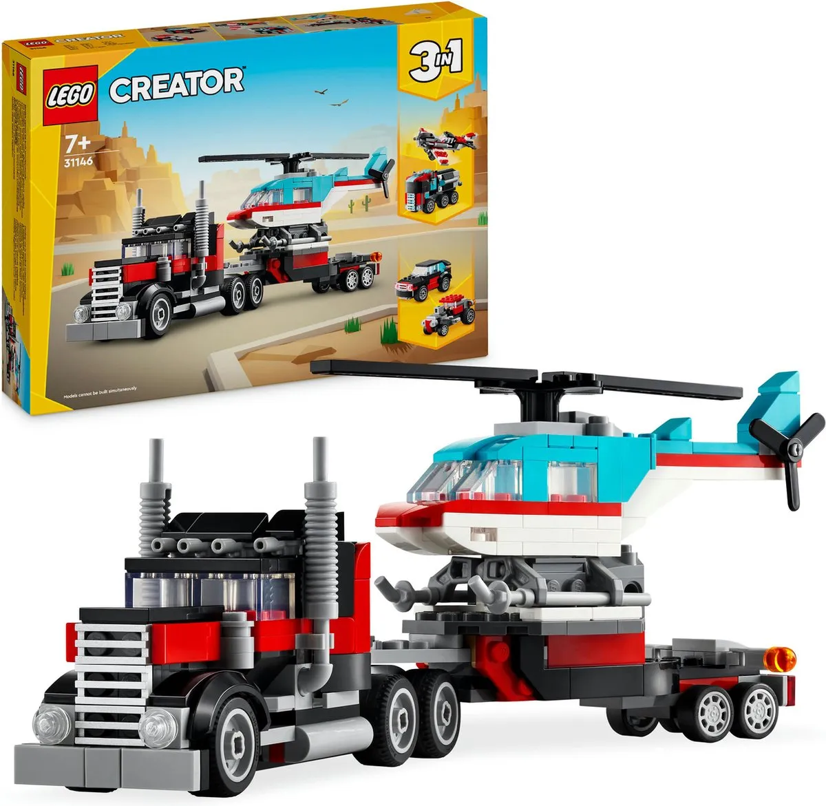 LEGO Creator 3in1 Truck met Helikopter 31146 - 270 Stukken