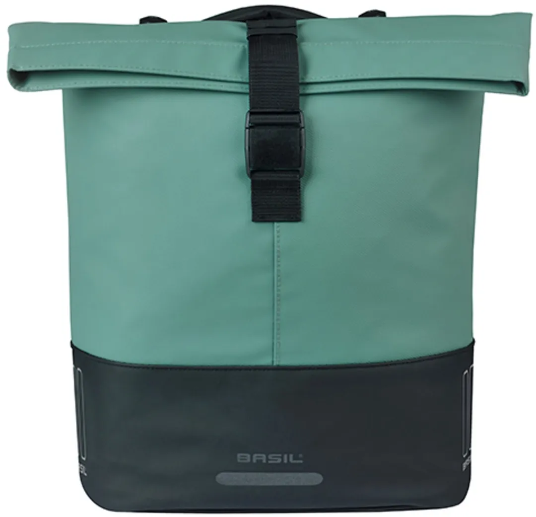 Basil Cove - Dubbele fietstas - 28-32 liter - Incl. MIK adapterplaat - Waterafstotend - Reflectie details - Gerecycled materiaal - groen/zwart