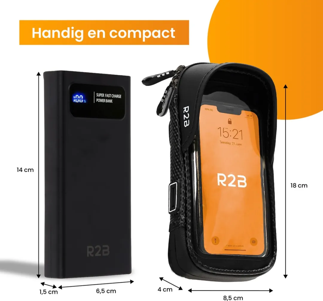 R2B Telefoonhouder Leiden Powerbank 10.000mAh - Universeel