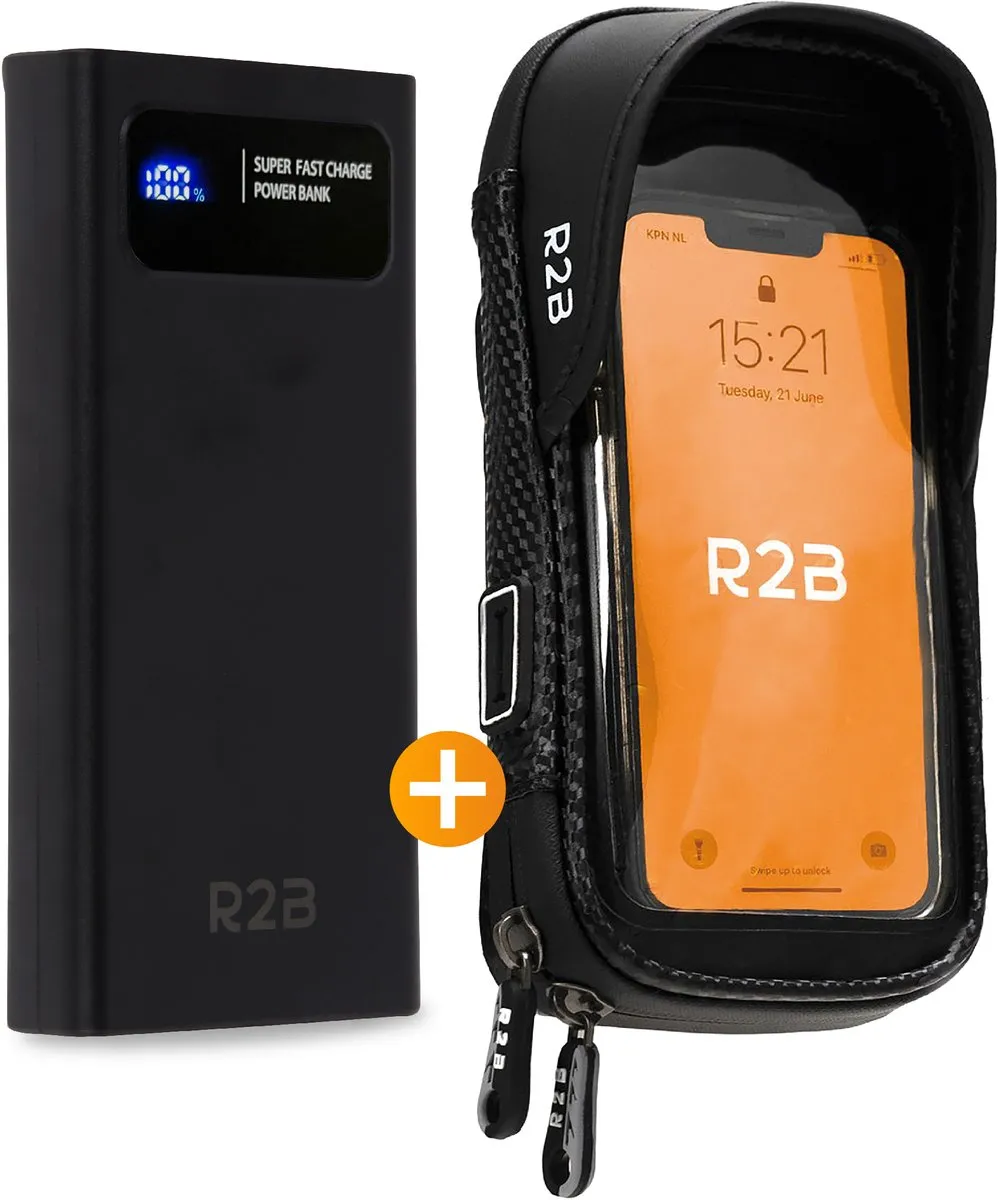 R2B Telefoonhouder Leiden Powerbank 10.000mAh - Universeel