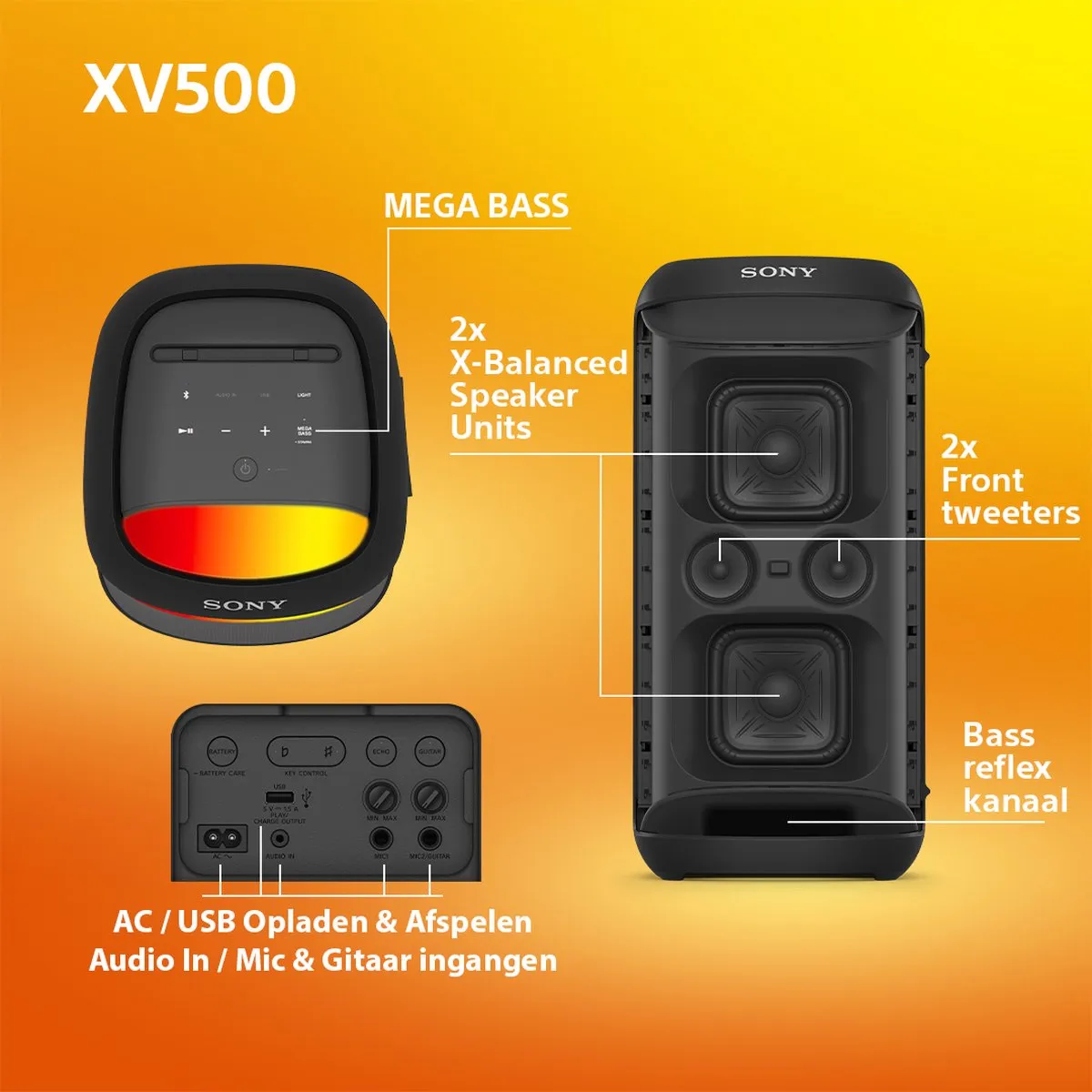 Sony SRS-XV500 Partybox - Zwart - afbeelding 6 van 6