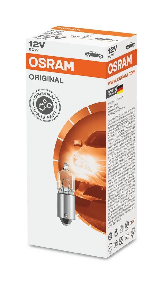 Osram BA9S 12V 20W Gloeilamp - 10 Stuks - afbeelding 6 van 6