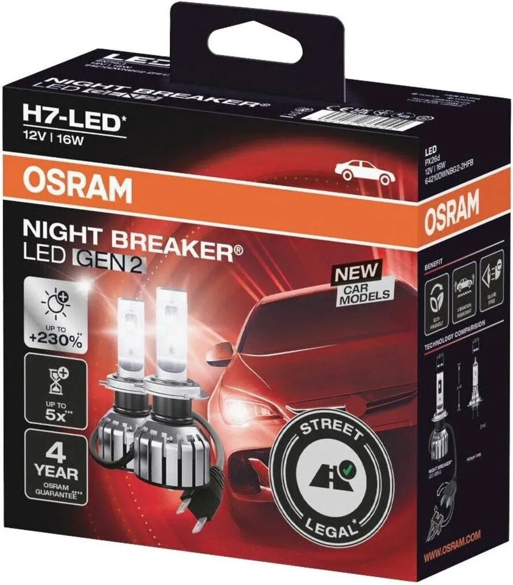 Osram H7 LED Night Breaker Set 64210DWNB - 2 Stuks - Koud Wit - afbeelding 5 van 6