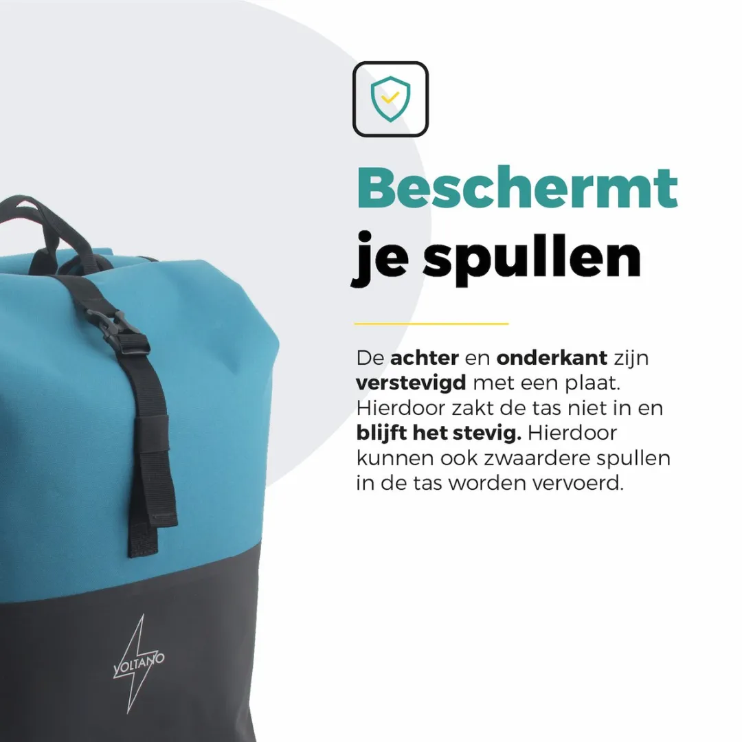 Voltano Dubbele Fietstas Rolltop 50L - Zwart/Blauw
