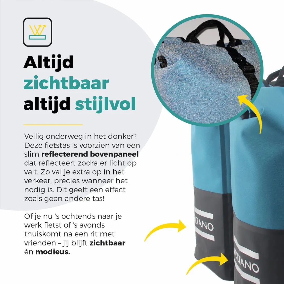 Voltano Dubbele Fietstas Rolltop 50L - Zwart/Blauw