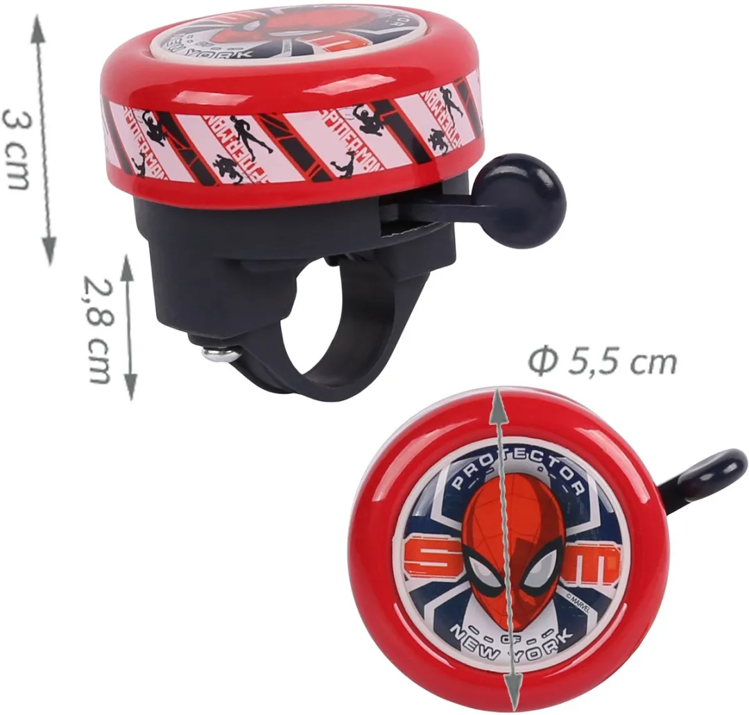 Marvel Spider-Man Metalen Fietsbel 5,5cm - Zwart/Rood