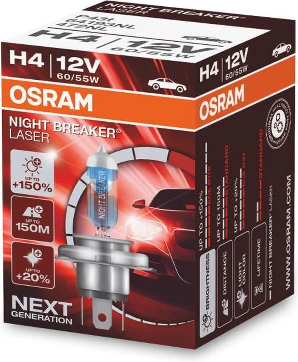Osram Night Breaker Laser H4 64193NL-HCB - 2 Stuks - 3500K