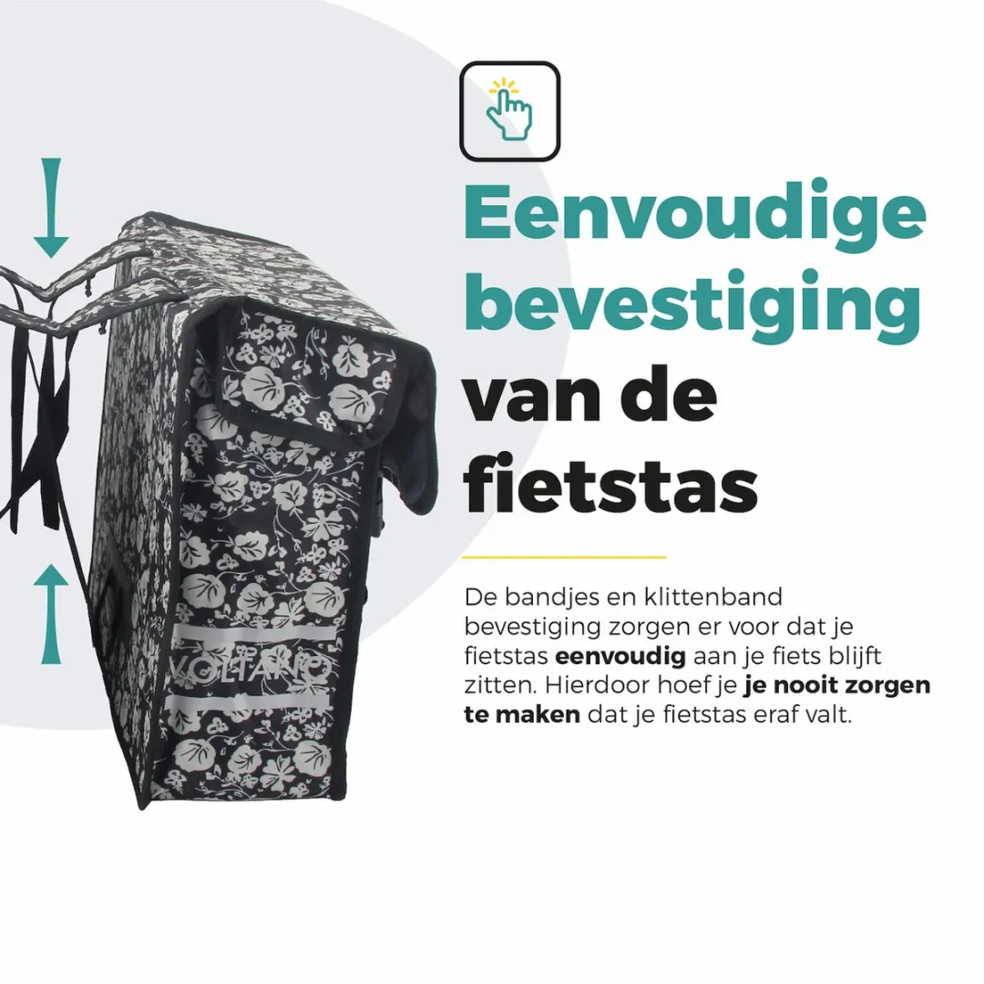Voltano Dubbele Fietstas Midnight Blossom - 38L - Waterdicht
