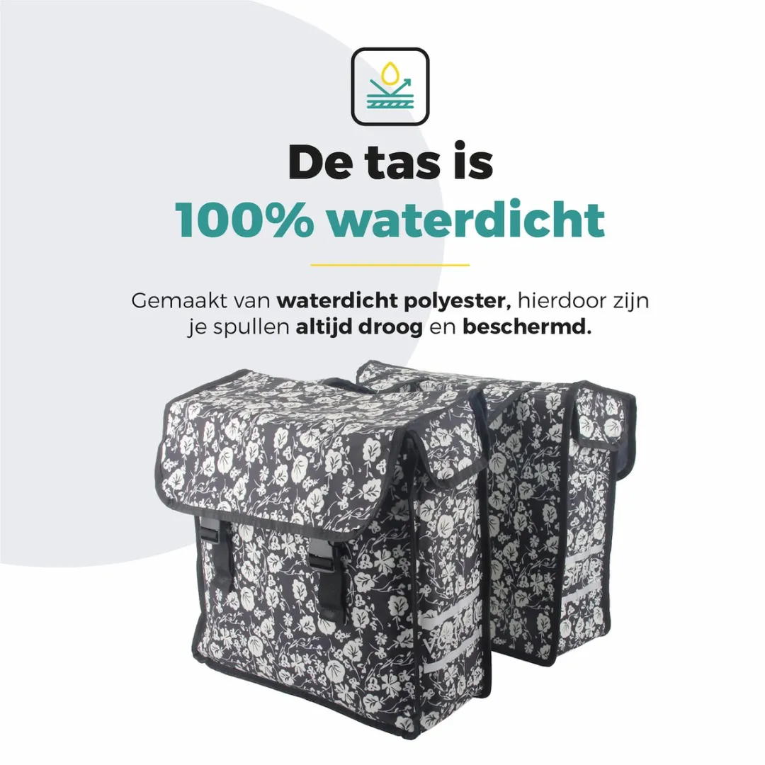 Voltano Dubbele Fietstas Midnight Blossom - 38L - Waterdicht
