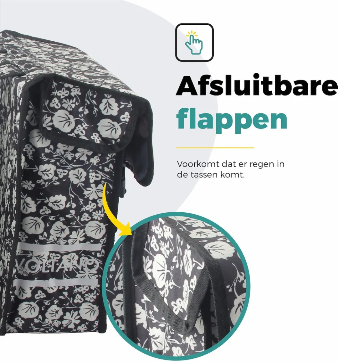 Voltano Dubbele Fietstas Midnight Blossom - 38L - Waterdicht
