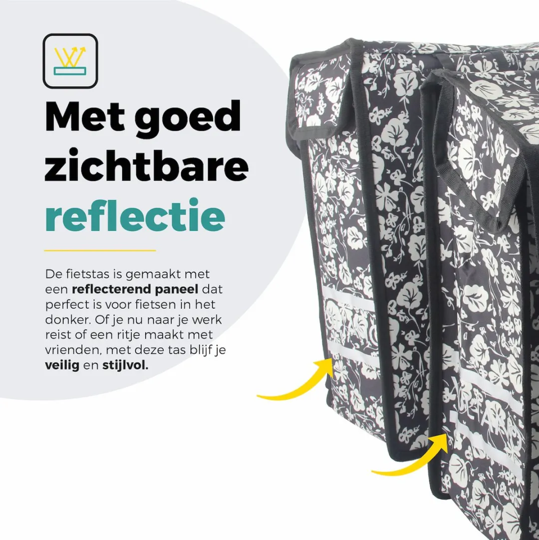 Voltano Dubbele Fietstas Midnight Blossom - 38L - Waterdicht - afbeelding 6 van 6