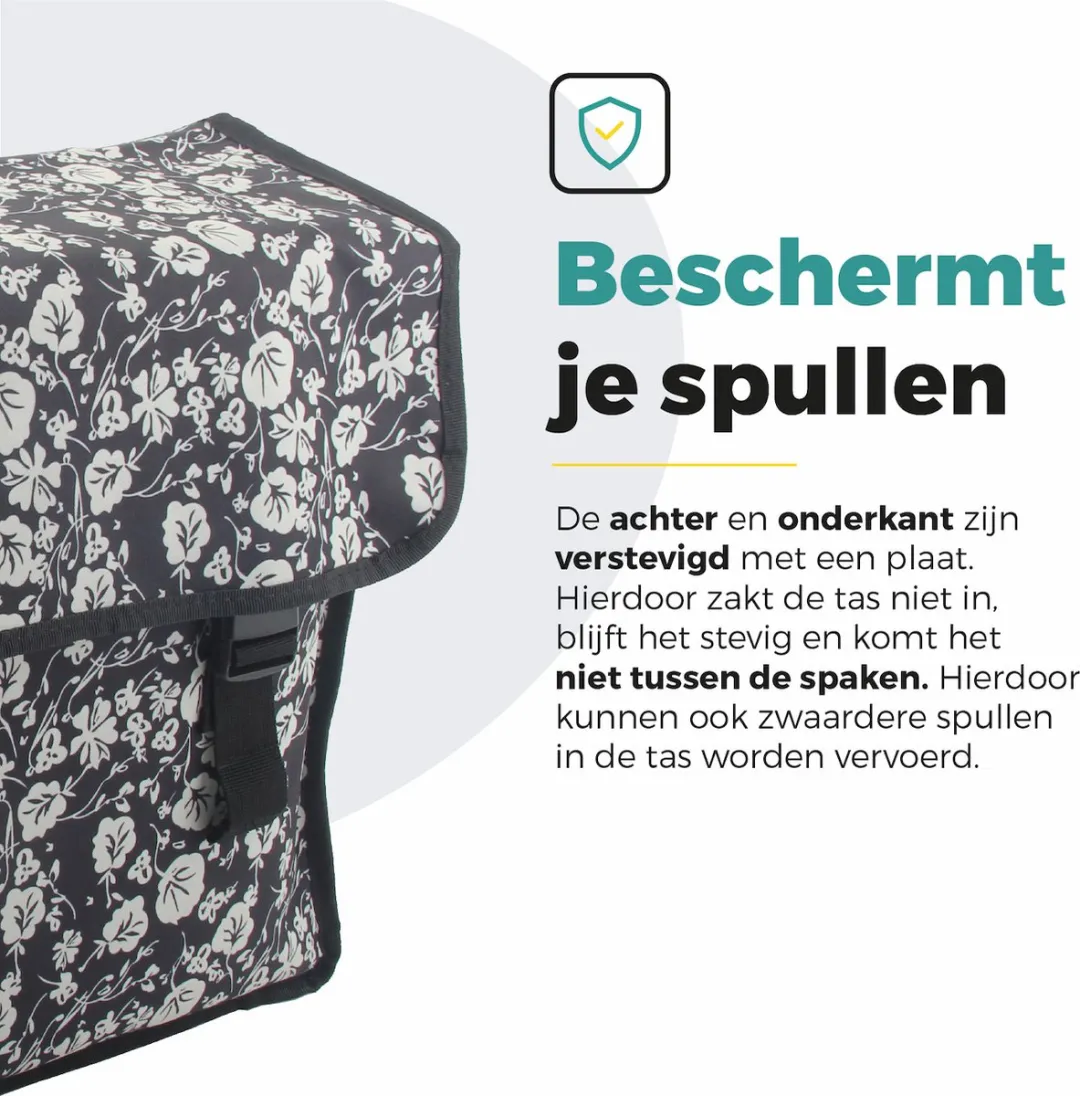 Voltano Dubbele Fietstas Midnight Blossom - 38L - Waterdicht