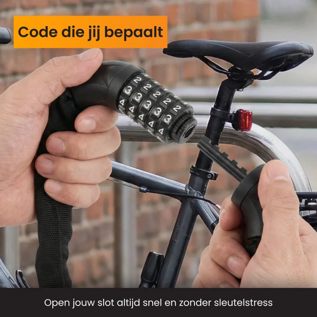 R2B Fietsslot met cijfercode 110cm - Kettingslot - Zwart