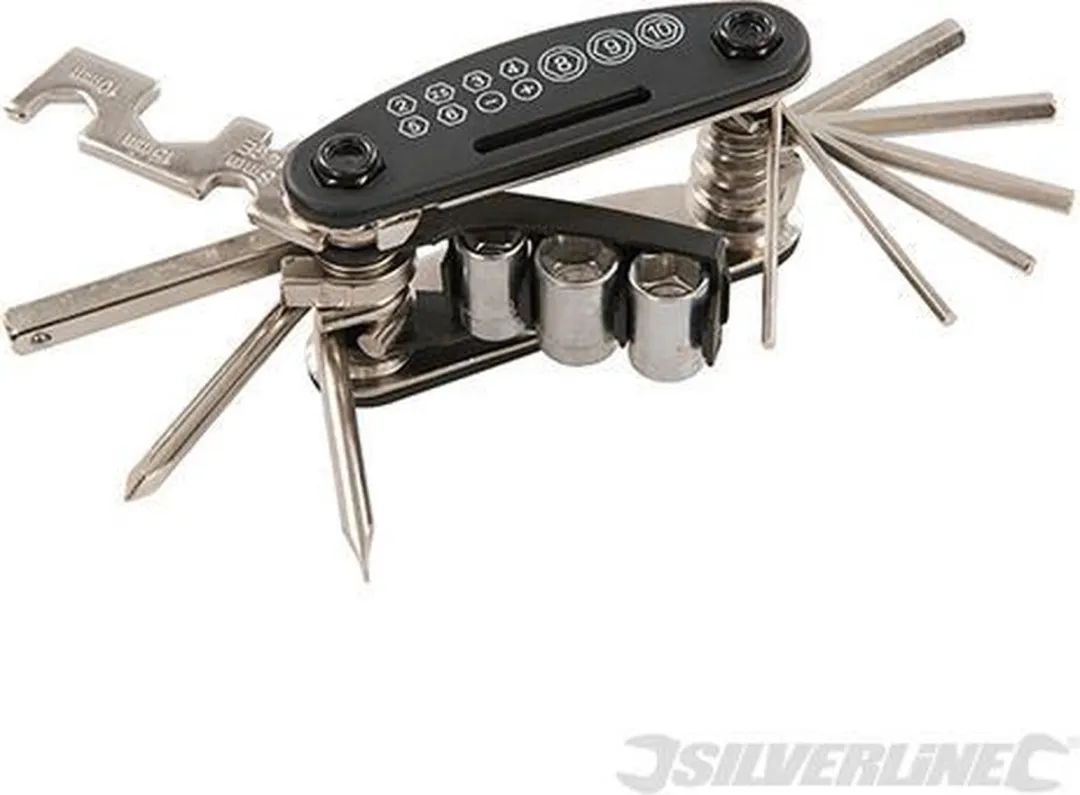 Silverline Fiets Multitool 15-in-1 - Zilver/Zwart - afbeelding 6 van 6
