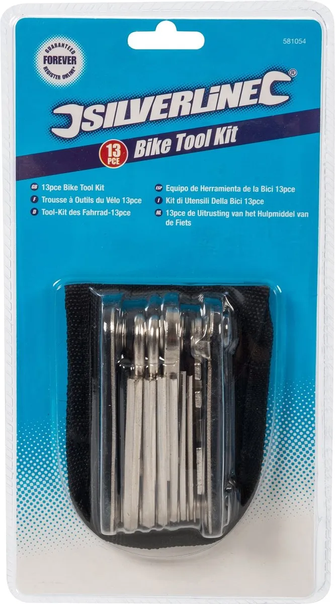 Silverline Fiets Multitool 15-in-1 - Zilver/Zwart