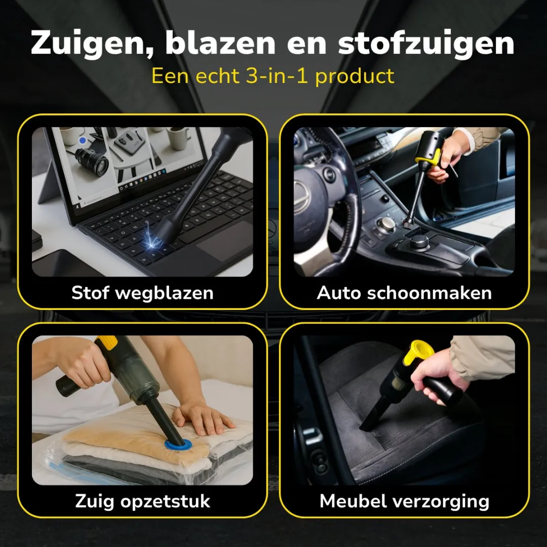 Dunlop Auto Stofzuiger 6 Stuks - Zwart/Geel - afbeelding 6 van 6
