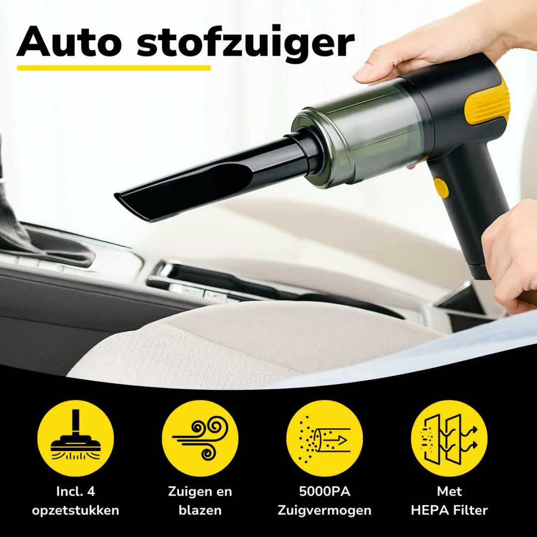 Dunlop Auto Stofzuiger 6 Stuks - Zwart/Geel
