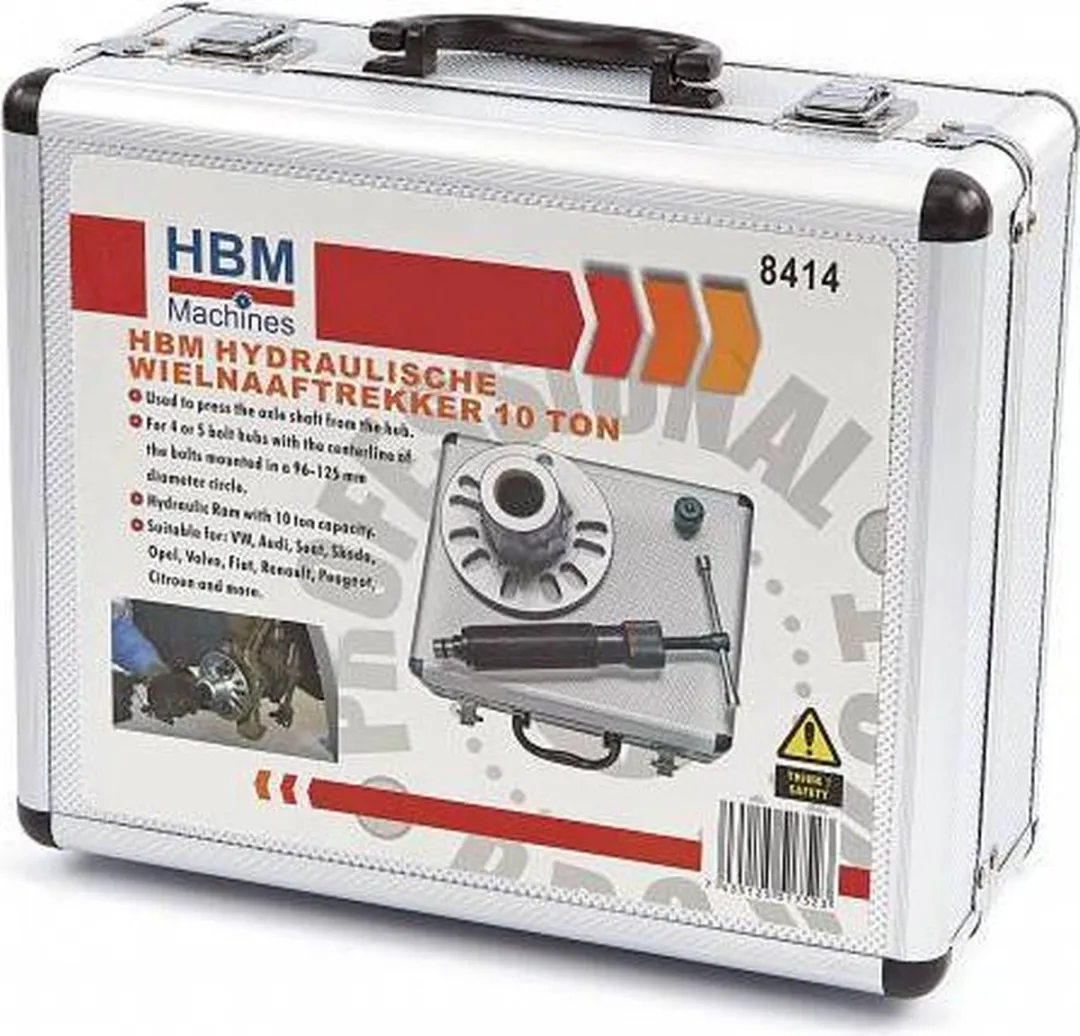 HBM Hydraulische Wielnaaftrekker 10 Ton - Zwart/Zilver