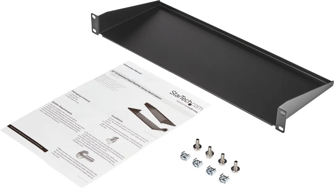 Startech Universeel 1U Rackschap 15kg - 7 inch diep - Zwart - afbeelding 3 van 6