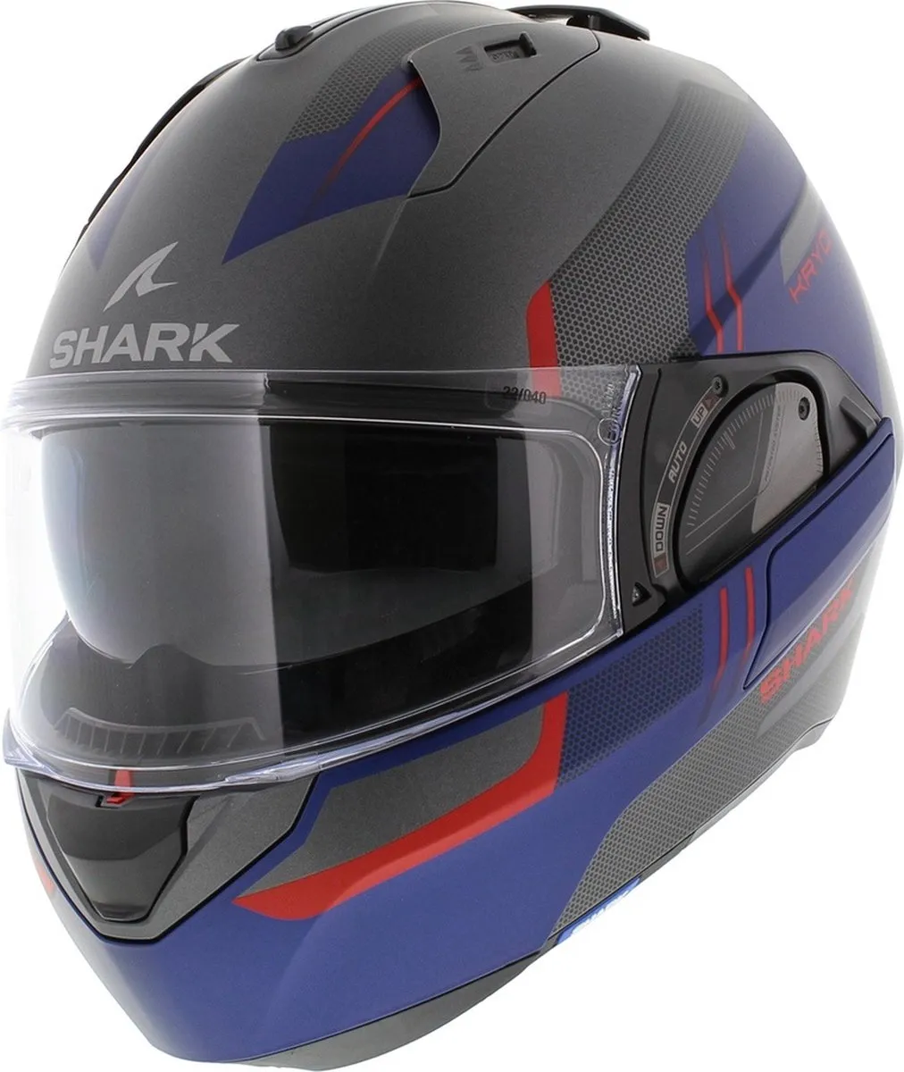 Shark Evo ES Kryd Mat Antraciet/Blauw/Rood ABR Systeemhelm