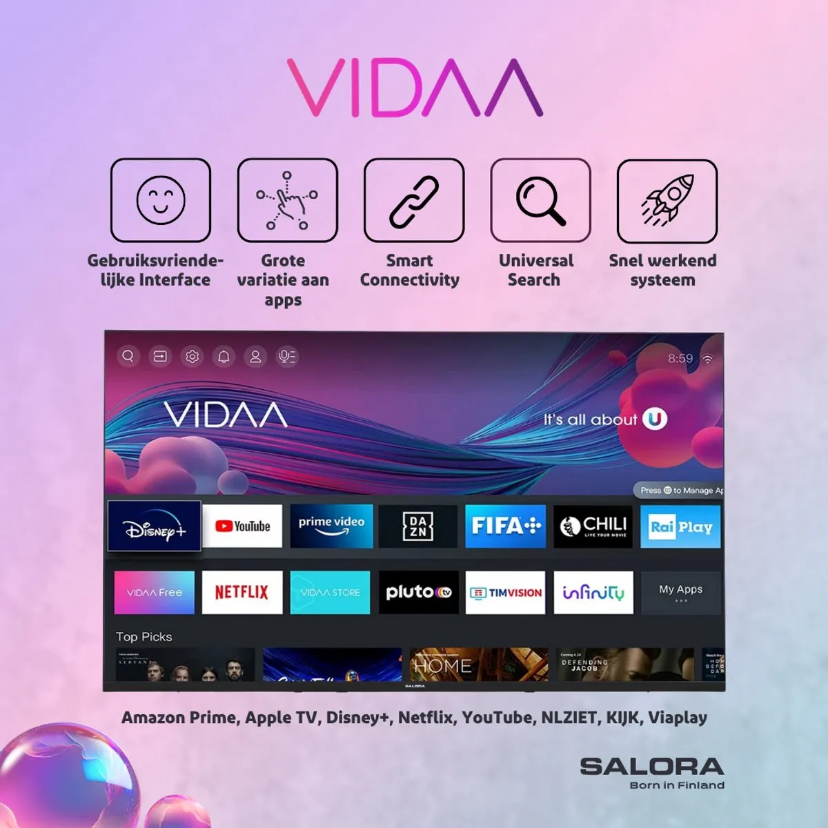 Salora FOD40TV Smart TV 40 inch - Full HD - Zwart