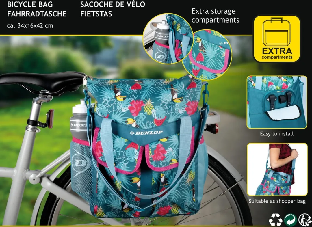 Dunlop Fietstas Rugzak 2in1 20L - Tropische Print