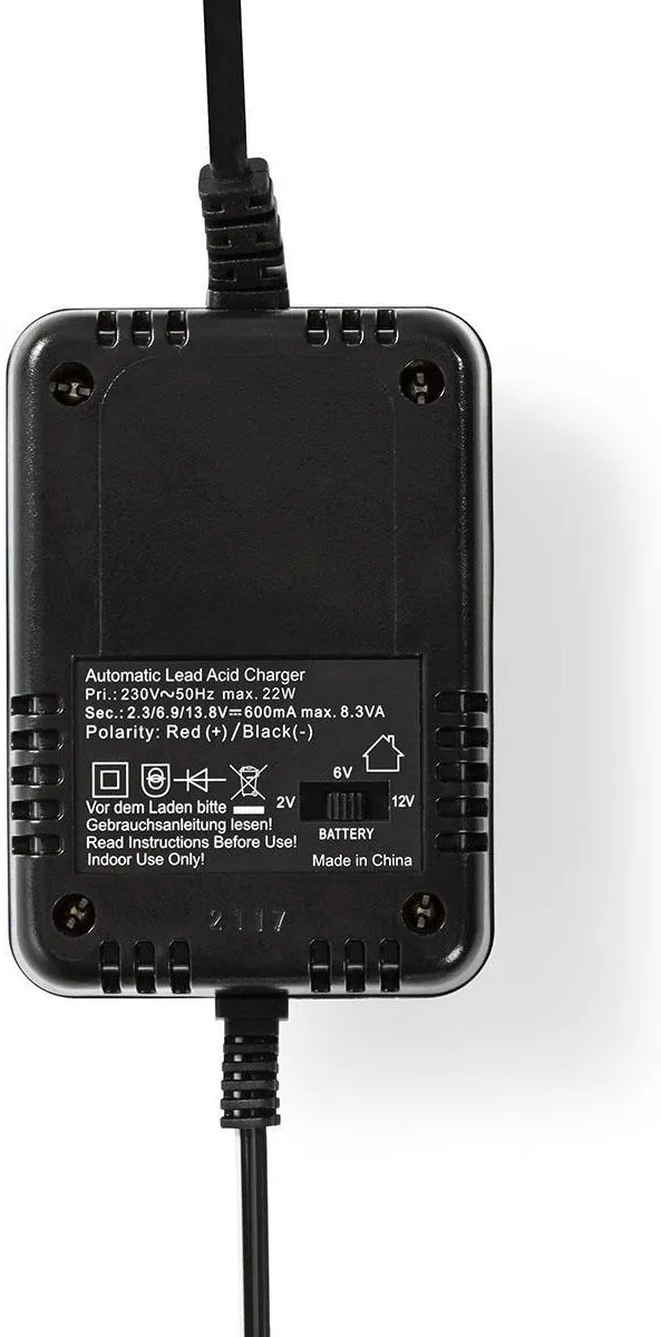 Nedis Loodzuuraccu Lader 13.8V DC 0.6A - Druppelladen - Zwart