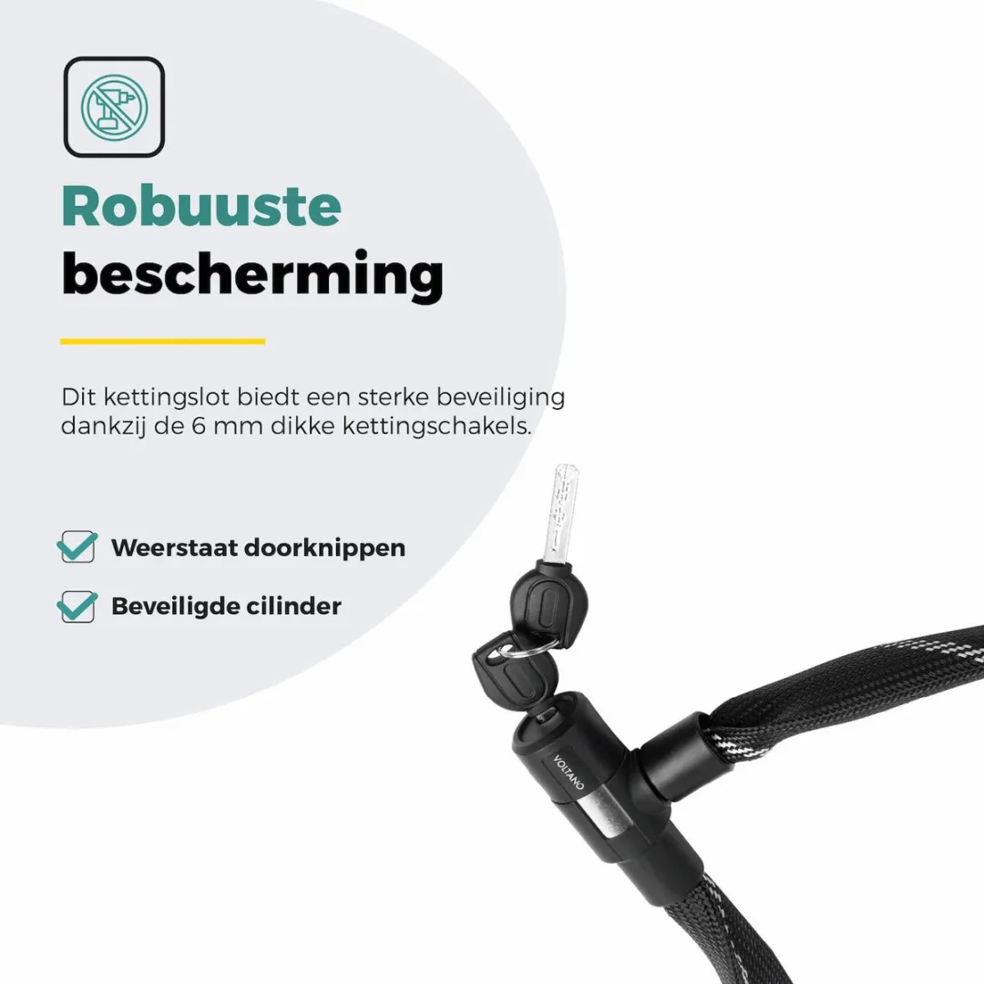 Voltano City Kettingslot 110cm - 6mm - Zwart