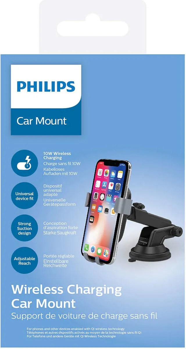 Philips DLK3532Q/00 Telefoonhouder Auto - Draadloos opladen - Zuignap - Zwart - afbeelding 6 van 6