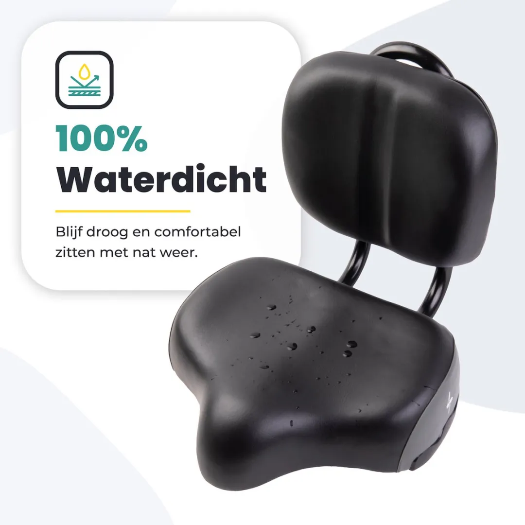 Voltano Fietszadel met Rugsteun - Zwart/Grijs - Verstelbaar