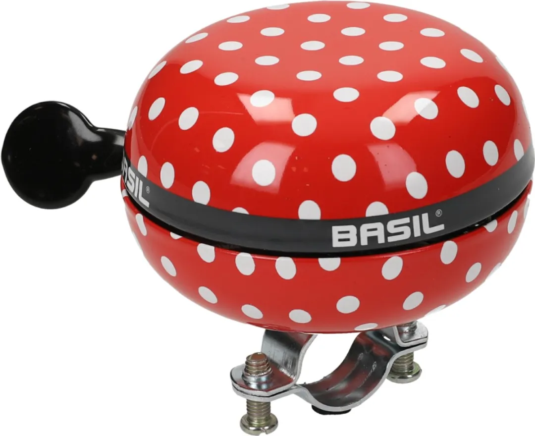 Basil Polkadot Fietsbel 80mm - Rood/Wit