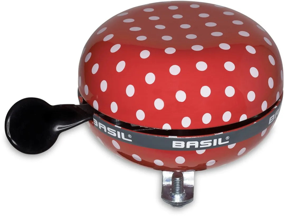 Basil Polkadot Fietsbel 80mm - Rood/Wit