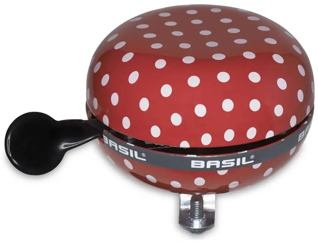 Basil Polkadot Fietsbel 80mm - Rood/Wit