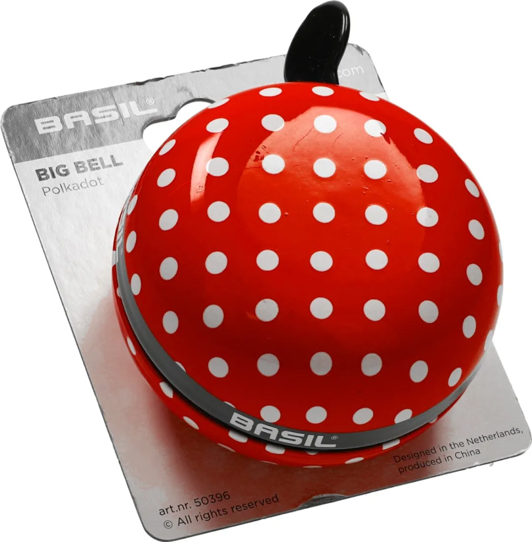 Basil Polkadot Fietsbel 80mm - Rood/Wit