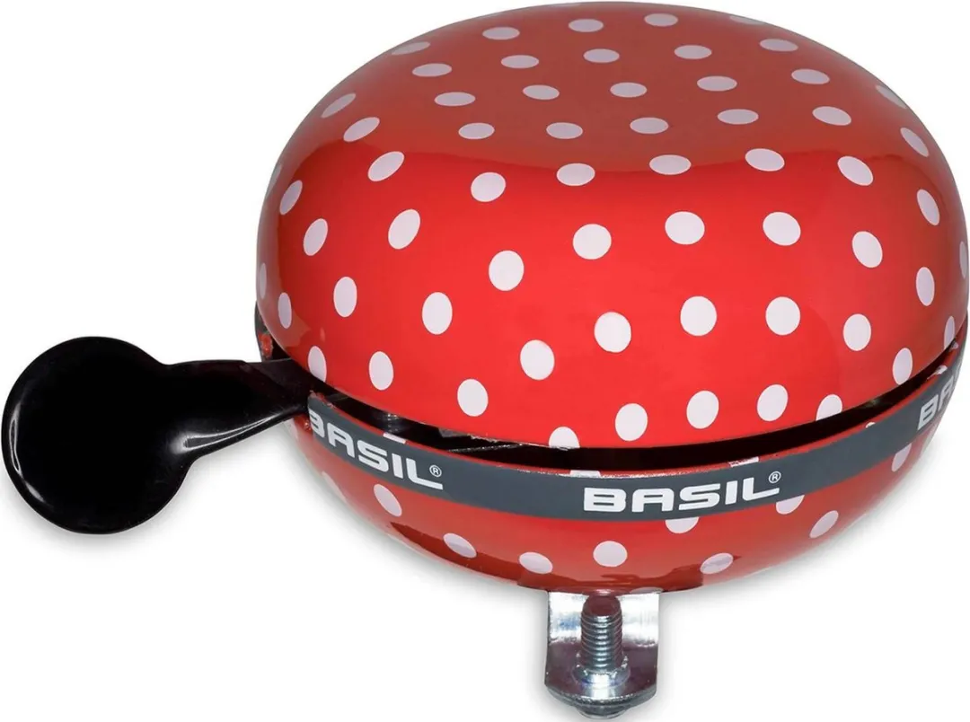 Basil Polkadot Fietsbel 80mm - Rood/Wit
