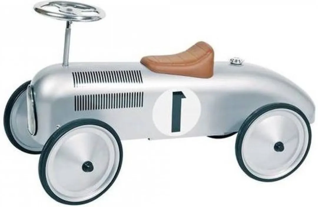 Goki Loopauto Nummer 1 Zilver 73,5x35x40cm
