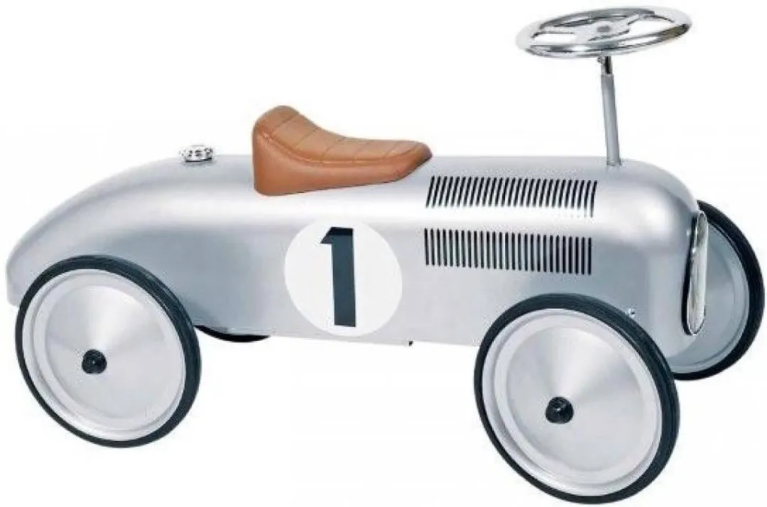 Goki Loopauto Nummer 1 Zilver 73,5x35x40cm