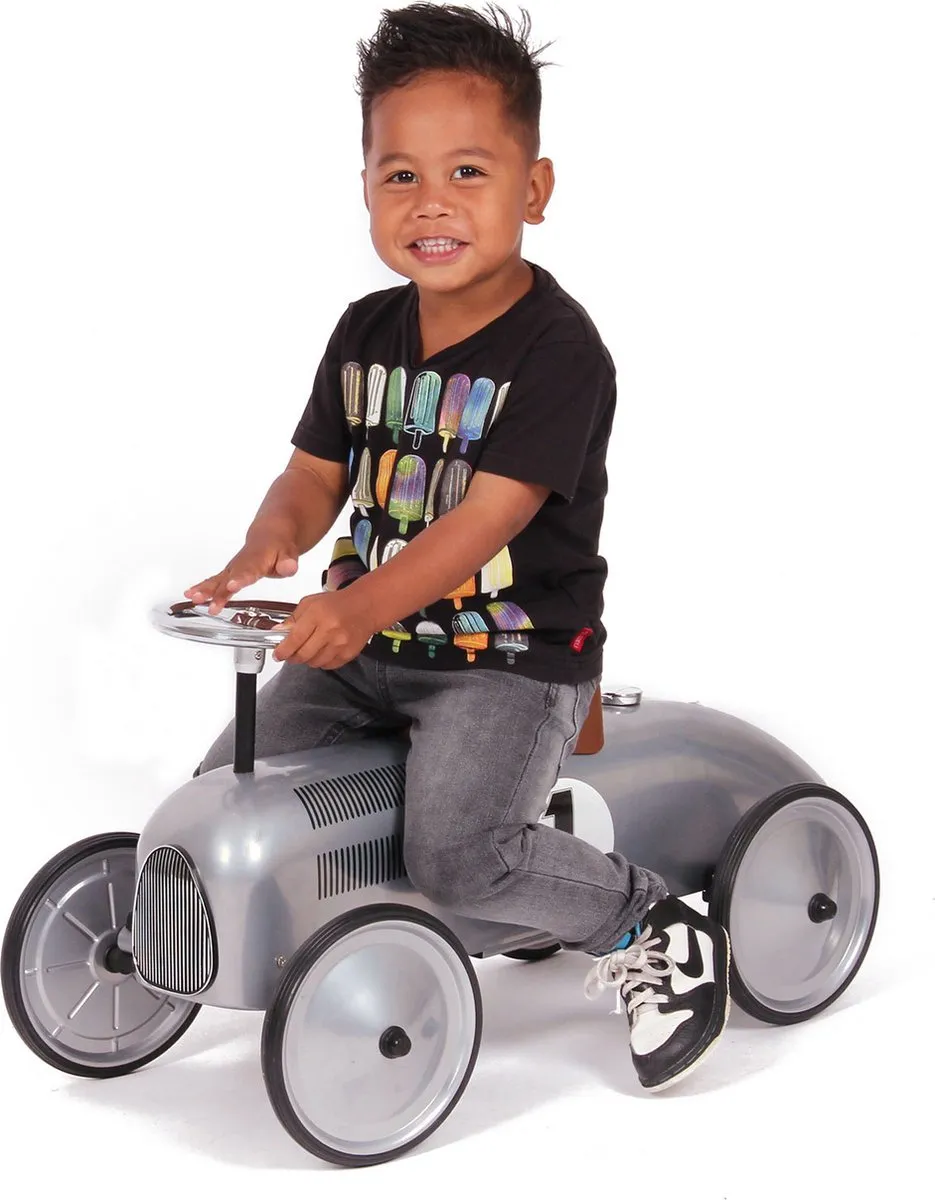 Goki Loopauto Nummer 1 Zilver 73,5x35x40cm