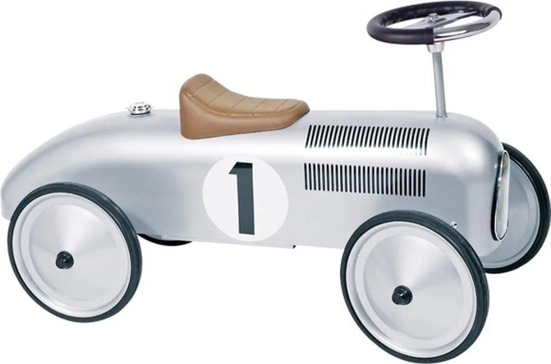 Goki Loopauto Nummer 1 Zilver 73,5x35x40cm