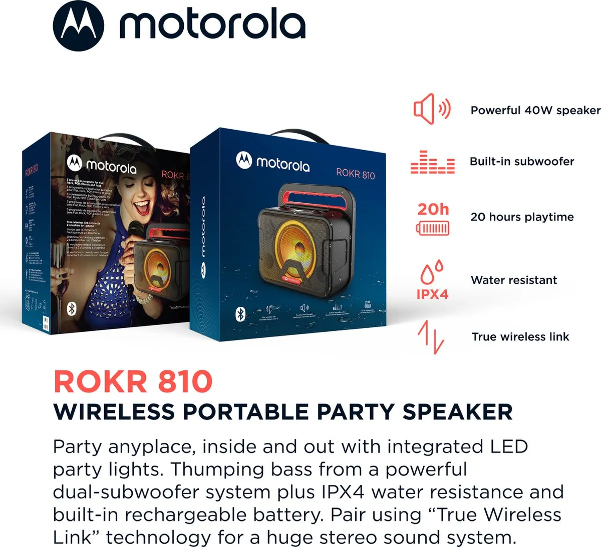Motorola Sonic Maxx 810 Bluetooth Speaker - Zwart - afbeelding 2 van 6