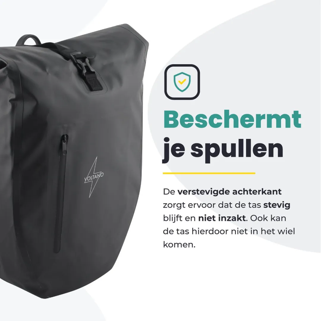 Voltano Luxe Fietstas 28L - Enkele Pakaftas - Zwart