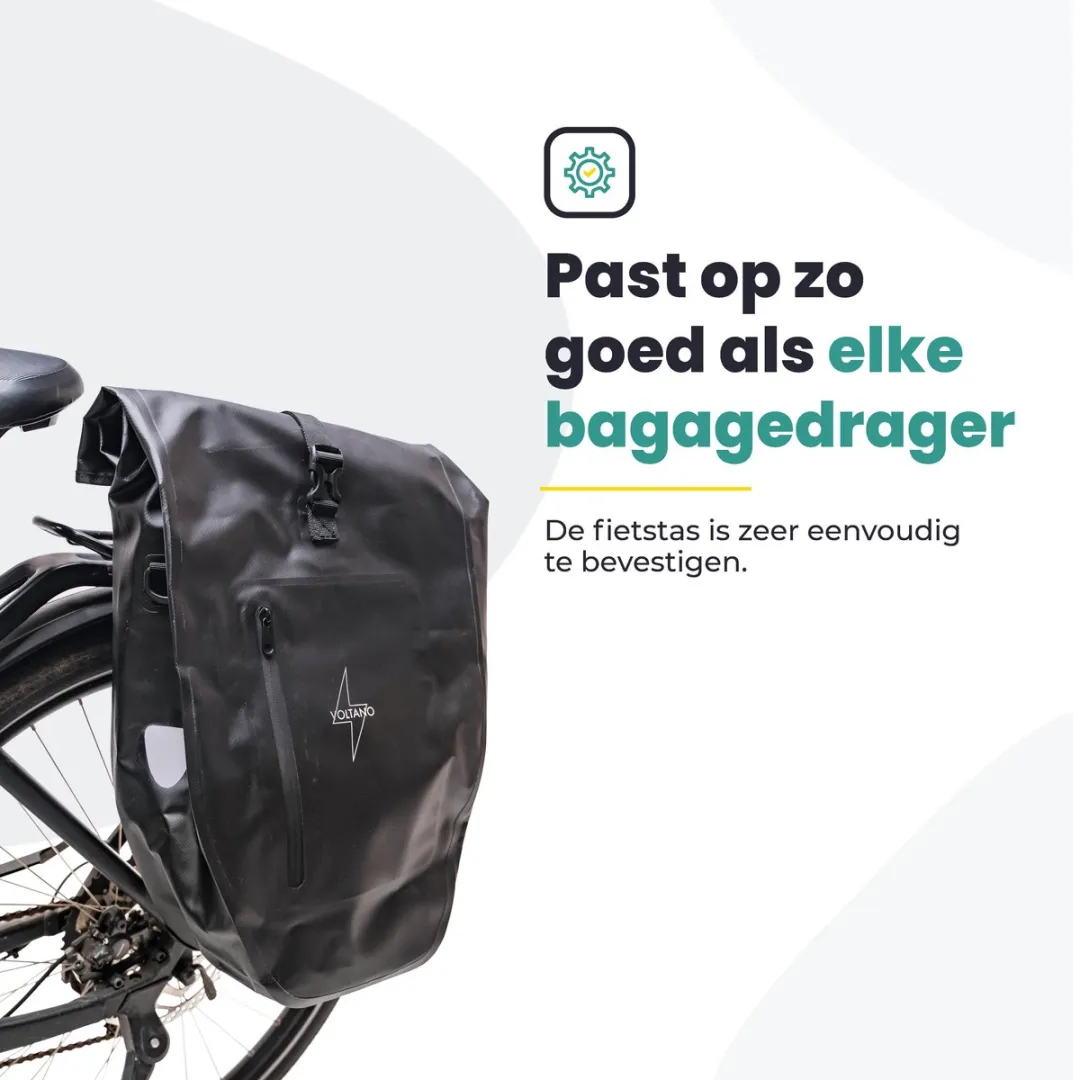 Voltano Luxe Fietstas 28L - Enkele Pakaftas - Zwart - afbeelding 6 van 6