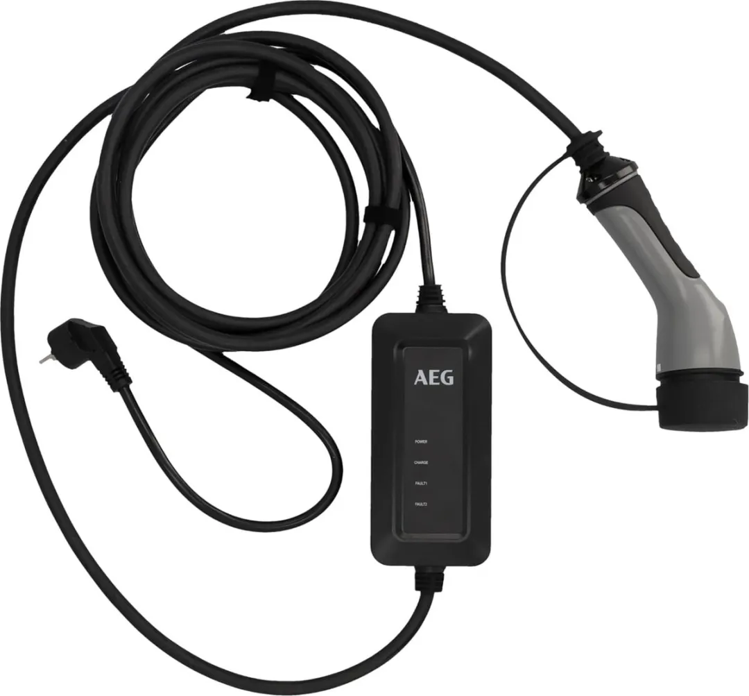 AEG Auto Laadkabel Type 2-Schuko 16A 5m - Grijs/Zwart