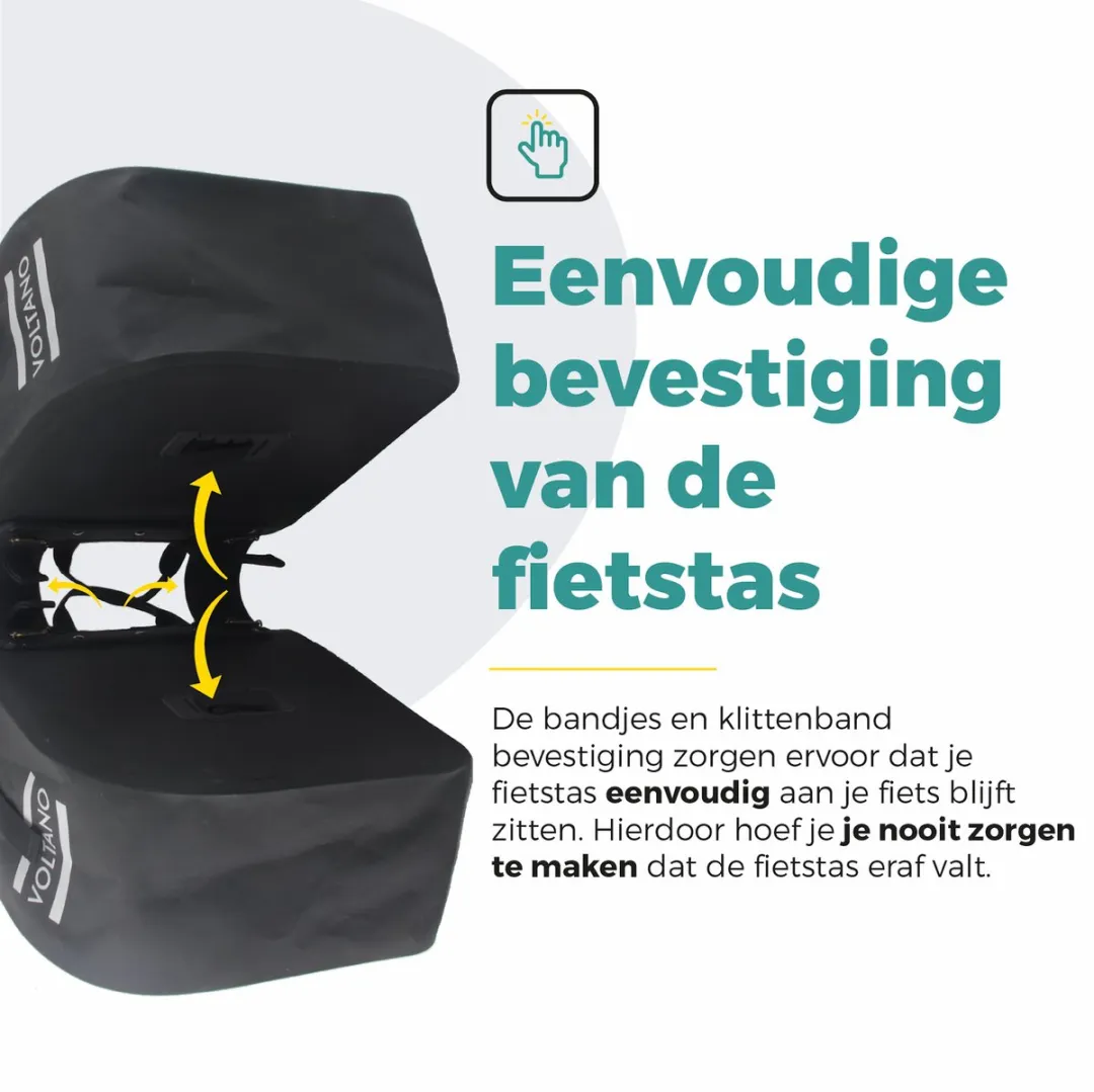 Voltano Dubbele Fietstas Rolltop Luxe 48L - Zwart/Mintgroen - afbeelding 6 van 6
