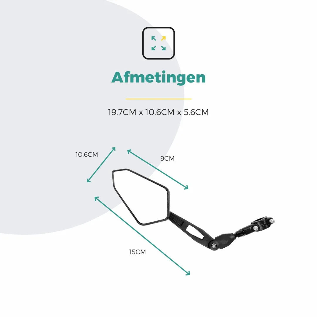 Voltano E-bike Fietsspiegel Groot Links - Zwart
