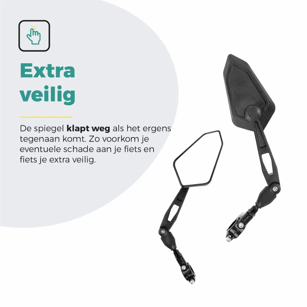 Voltano E-bike Fietsspiegel Groot Links - Zwart