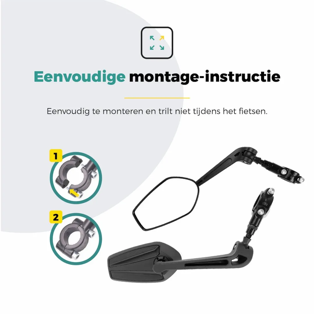 Voltano E-bike Clearly Links Fietsspiegel - Zwart