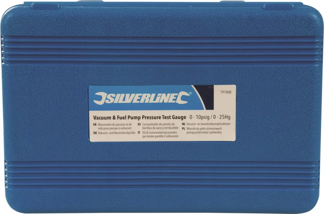 Silverline Vacuüm- en Brandstofpompdruktester 0-10 PSI - Universeel - Goud/Zwart/Blauw