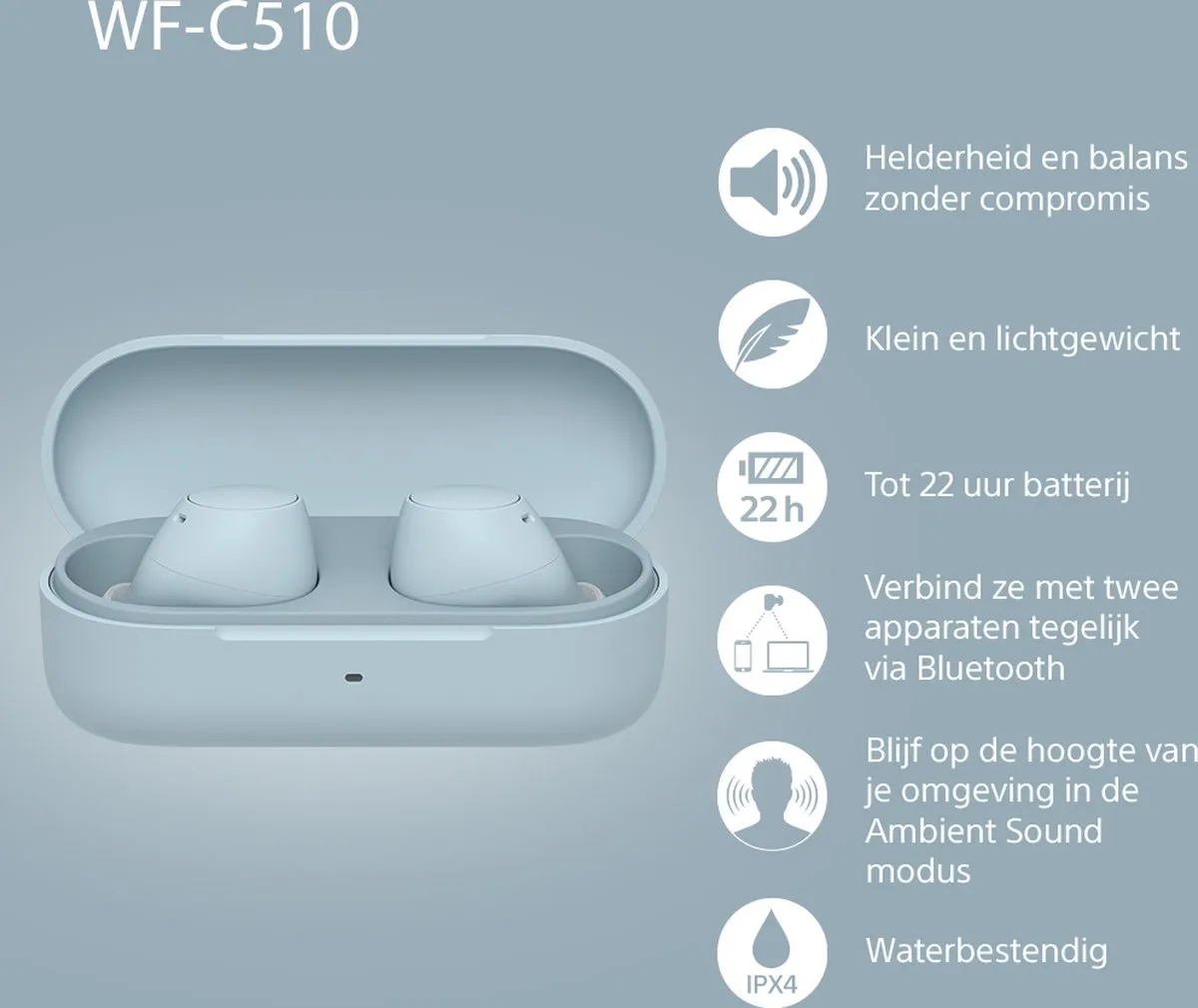 Sony WF-C510 Draadloze Oordopjes - Blauw